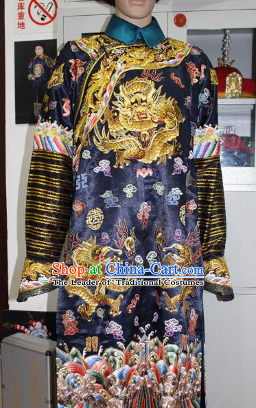 Top Grade Professional Beijing Opera Manchu Niche Costume Gifted Scholar Embroidered Robe, Traditional Ancient Chinese Peking Opera Qing Dynasty Officer Embroidery Clothing