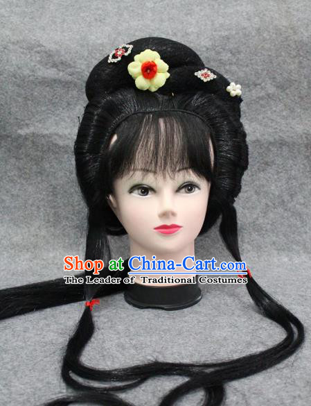 Traditional Handmade Chinese Ancient Classical Hair Accessories Peking Opera Young Lady Wig Sheath, China Beijing Opera Hua Tan Headgear