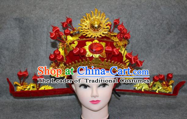 Traditional Handmade Chinese Ancient Classical Hair Accessories Peking Opera Niche Hat, China Beijing Opera God of Wealth Headgear
