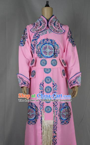 Traditional China Beijing Opera Takefu General Costume, Ancient Chinese Peking Opera Wu-Sheng Warrior Embroidery Pink Clothing