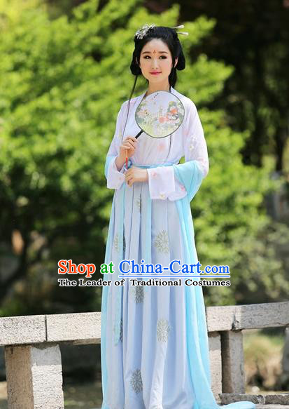 Traditional Chinese Hanfu Tang Dynasty Princess Costume, Elegant Hanfu Clothing Chinese Ancient Embroidery Dress for Women