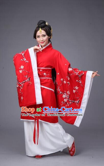 Traditional Chinese Hanfu Han Dynasty Princess Wedding Costume, Elegant Hanfu Clothing Chinese Ancient Embroidery Plum Blossom Dress for Women