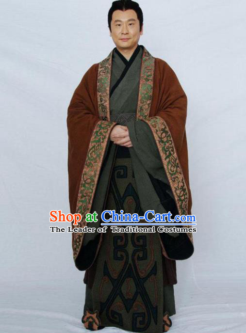 Traditional Chinese Ancient Minister Costume, Elegant Hanfu Clothing Chinese Ancient Qin Dynasty Landlord Embroidery Robe Clothing