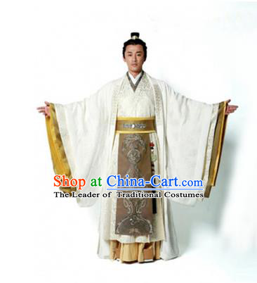 Traditional Chinese Ancient Qin Dynasty Prince Embroidered Costume, China Han Dynasty Majesty Embroidery Dragon Hanfu Robe Clothing