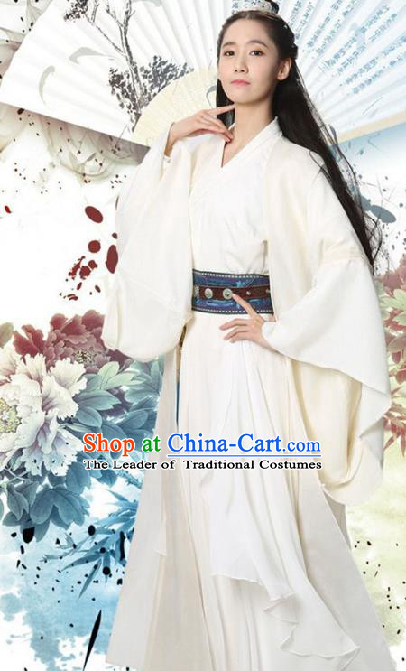 Traditional Ancient Chinese Princess Costume, Elegant Hanfu Clothing Chinese Han Dynasty Swordswoman Embroidered Clothing