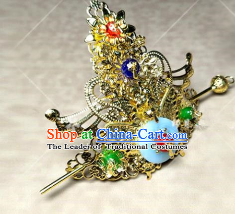 Traditional Ancient Chinese Prince Hair Accessories Tuinga, Chinese Han Dynasty Swordsman Hairpins Headwear for Men