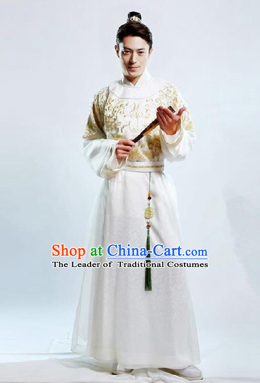 Traditional Chinese Ming Dynasty Nobility Childe Costume Long Robe, Chinese Ancient Prince Embroidery Clothing for Men