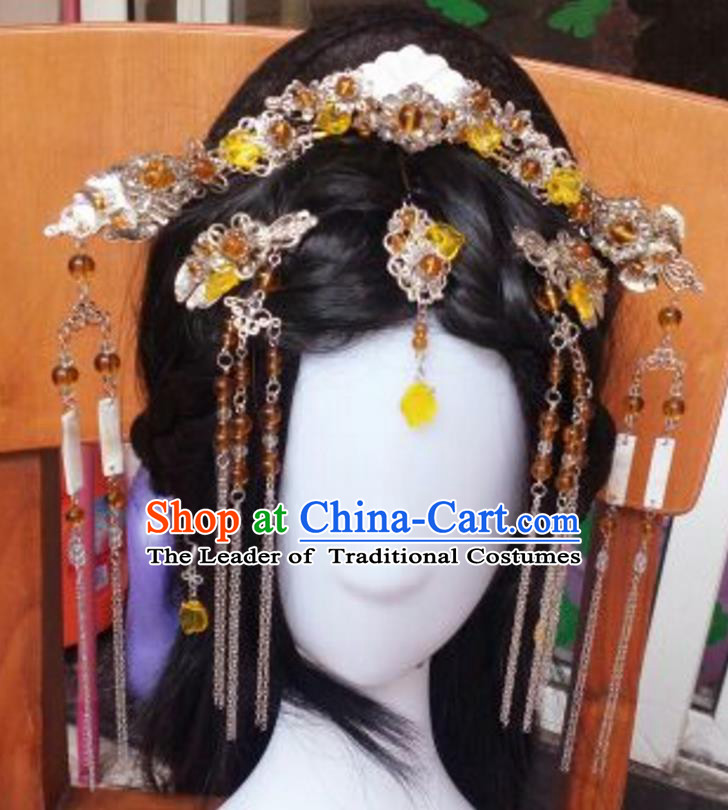 Traditional Handmade Chinese Ancient Classical Palace Lady Hair Accessories Complete Set, Hair Sticks Hair Jewellery, Hair Fascinators Hairpins for Women