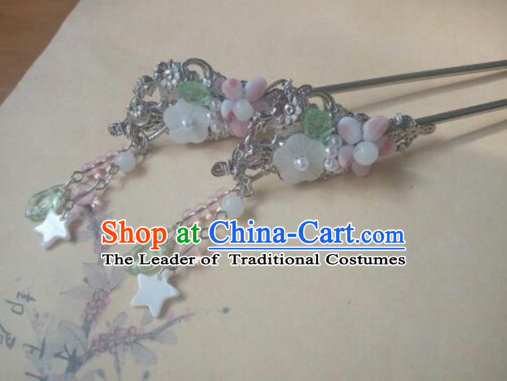 Traditional Handmade Chinese Ancient Classical Hanfu Hair Accessories Hairpins, Princess Palace Lady Step Shake Hair Stick for Women