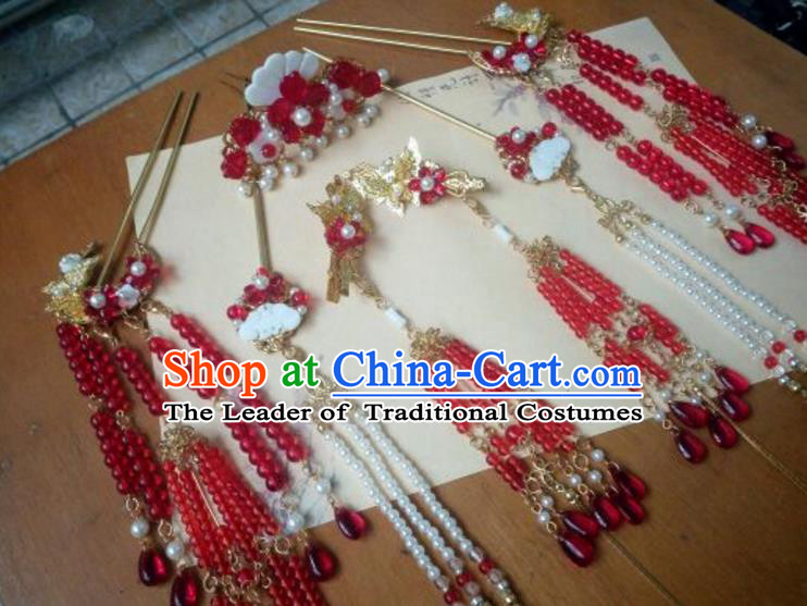 Chinese Ancient Style Hair Jewelry Accessories Xiuhe Suit Hairpins Headwear Headdress Bride Hair Fascinators for Women