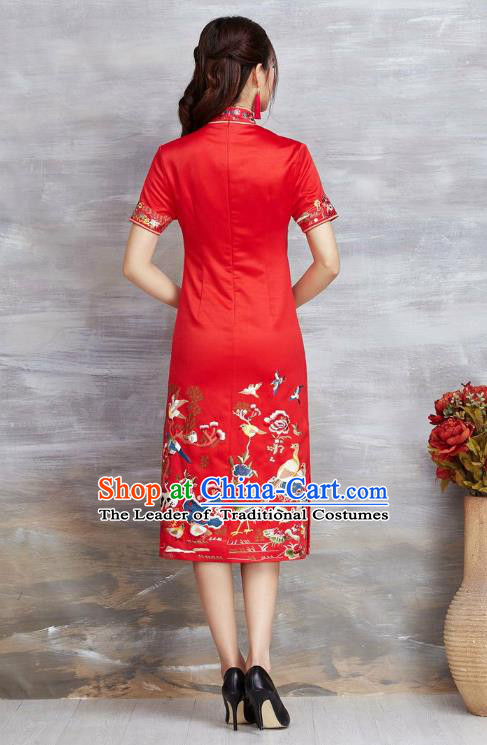 Traditional Ancient Chinese Young Women Cheongsam Dress Republic of China Tangsuit Stand Collar Blouse Dress Tang Suit Clothing