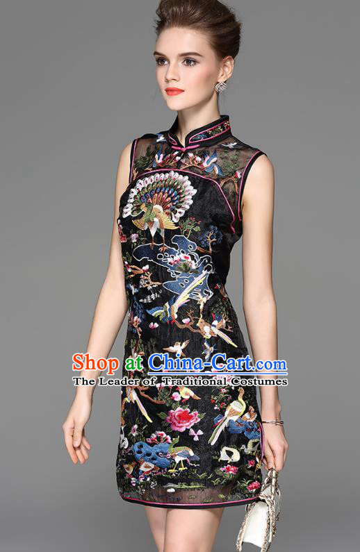 Traditional Ancient Chinese Young Women Cheongsam Dress Republic of China Tangsuit Stand Collar Blouse Dress Tang Suit Clothing