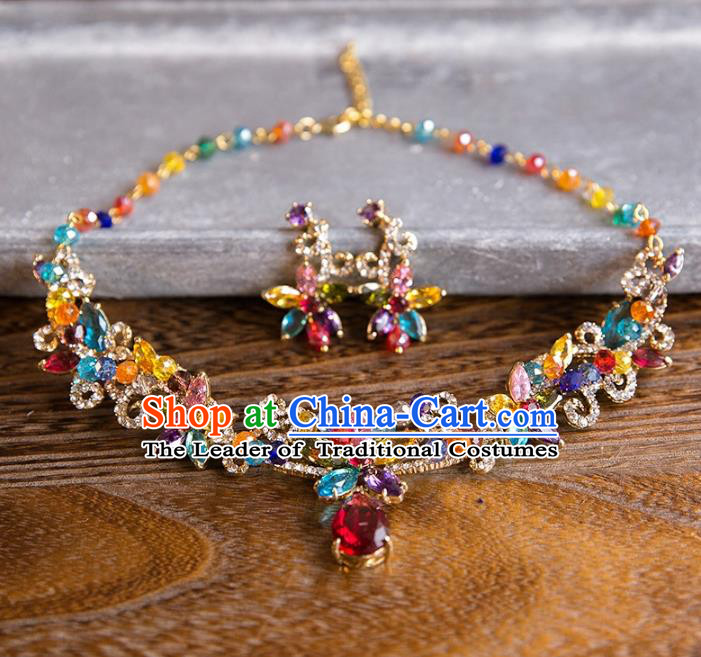 Top Grade Handmade Classical Jewelry Accessories Necklace, Baroque Style Princess Colorful Crystal Necklet Headwear for Women