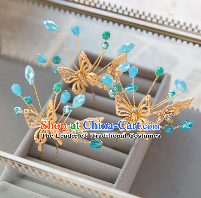 Top Grade Handmade Classical Hair Accessories Hairpins Baroque Style Princess Butterfly Headwear for Women