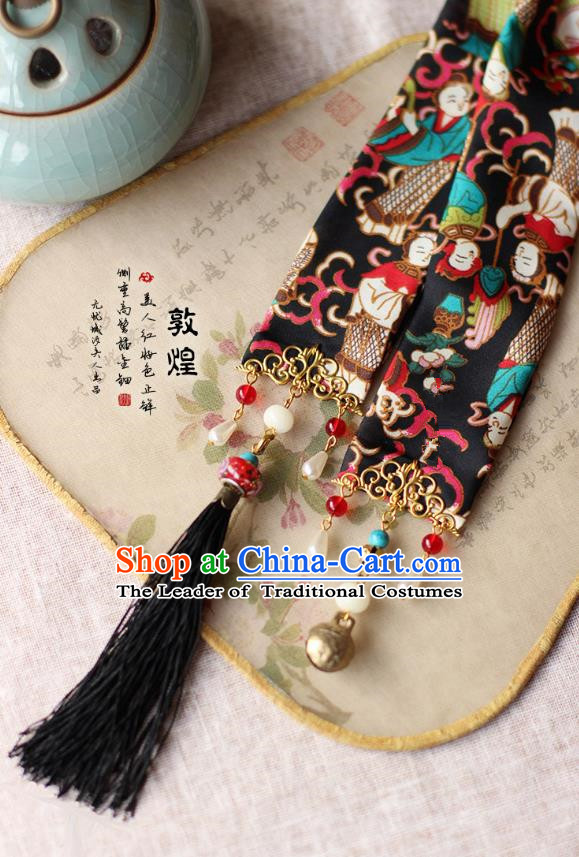 Chinese Handmade Classical Hair Accessories Black Hanfu Headband, China Xiuhe Suit Hair Clasp Headwear for Women