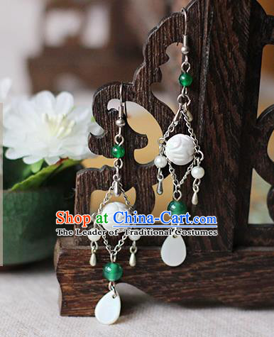 Chinese Handmade Classical Accessories Hanfu Earrings, China Xiuhe Suit Wedding Agate Beads Tassel Eardrop for Women