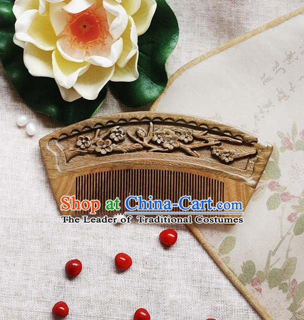 Chinese Handmade Classical Accessories Sandalwood Hair Comb Dandruff Comb for Women