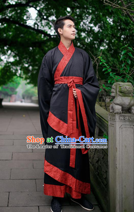 Ancient Chinese Hanfu Wedding Costume, Traditional China Han Dynasty Bridegroom Embroidery Clothing for Men
