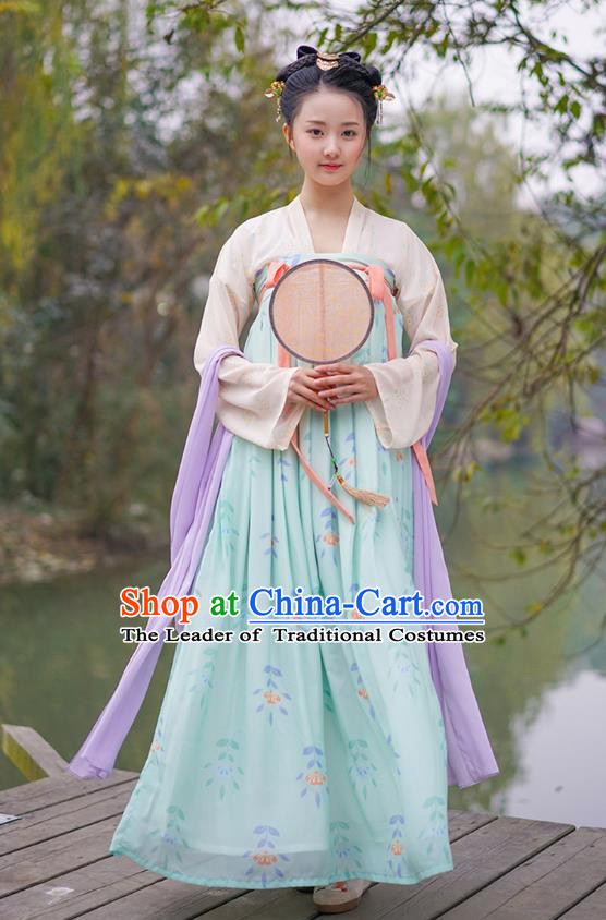 Traditional Chinese Ancient Hanfu Princess Costume Embroidered Slip Skirt, Asian China Tang Dynasty Palace Lady Clothing for Women