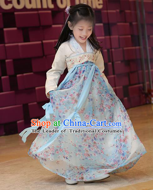 Asian China Tang Dynasty Hanfu Costume, Traditional Chinese Princess Dress Clothing for Kids
