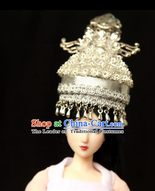 Traditional Handmade Chinese Wedding Hair Accessories Headwear, Chinese Miao Nationality Bride Phoenix Coronet Headpiece