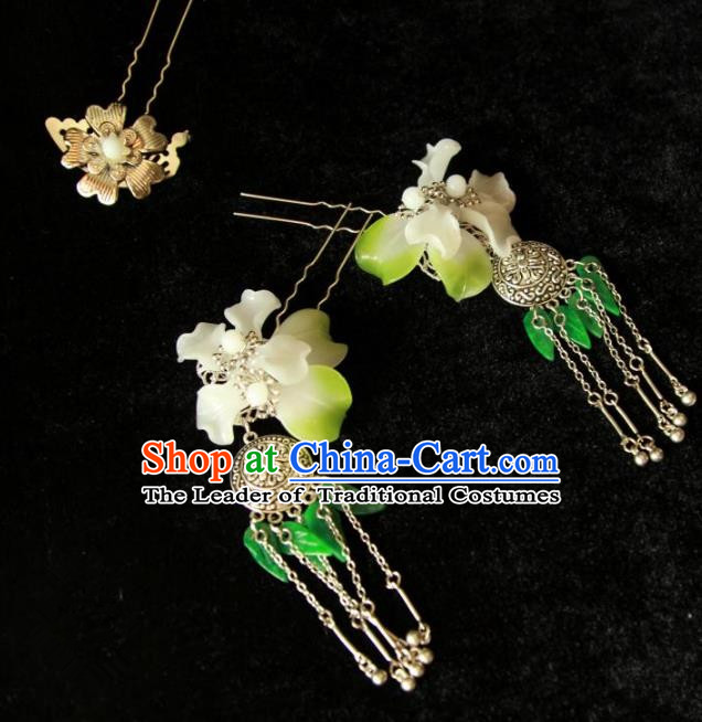 Traditional Handmade Chinese Hair Accessories, China Han Dynasty Palace Lady Tassel Step Shake Hairpins for Women