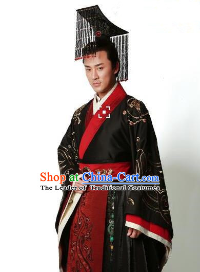 Traditional Ancient Chinese Hanfu Majesty Costume, Asian Chinese Han Dynasty Emperor Robe Clothing for Men