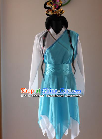 Traditional Ancient Chinese Swordswoman Huang Rong Hanfu Blue Costume, Asian Chinese Song Dynasty Embroidered Clothing for Women