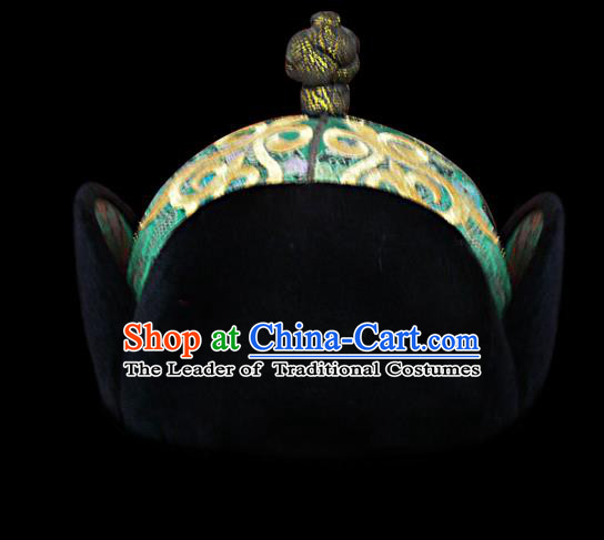 Traditional Chinese Mongol Nationality Hair Accessories Mongols Royal Highness Hat, Chinese Mongolian Minority Nationality Headwear for Men