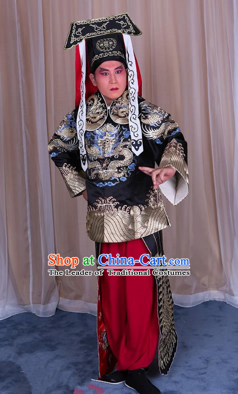 Traditional China Beijing Opera Takefu Black Silk Costume, Ancient Chinese Peking Opera Wu-Sheng Imperial Bodyguard Embroidery Gwanbok Clothing