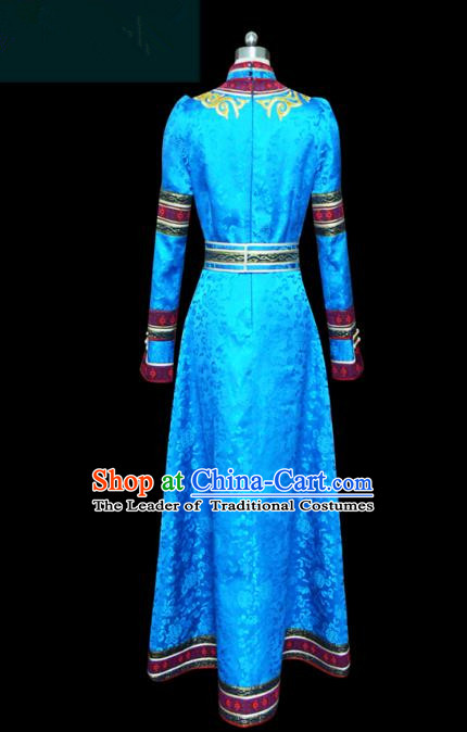 Traditional Chinese Mongol Nationality Dance Costume Mongols Folk Dance Robe Mongolian Minority  Costume and headwear