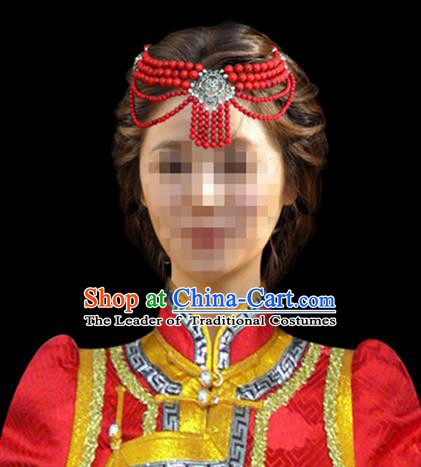 Traditional Chinese Mongol Nationality Hair Accessories, Chinese Mongolian Minority Nationality Bride Headband Headwear for Women