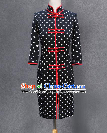 Traditional Ancient Chinese National Costume, Elegant Hanfu Black Coat, China Tang Suit Plated Buttons Upper Outer Garment Dust Coat Clothing for Women