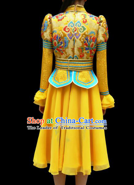 Traditional Chinese Mongol Nationality Dance Costume Mongols Folk Dance Robe Mongolian Minority  Costume and headwear