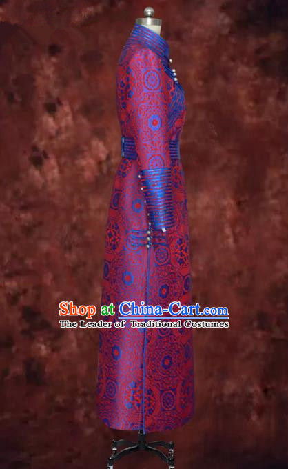 Traditional Chinese Mongol Nationality Dance Costume Mongols Folk Dance Robe Mongolian Minority  Costume and headwear