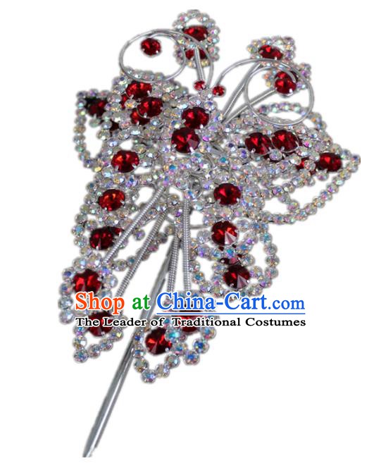 Traditional China Beijing Opera Actress Hair Accessories Butterfly Hairpins, Chinese Peking Opera Diva Crystal Step Shake Headwear