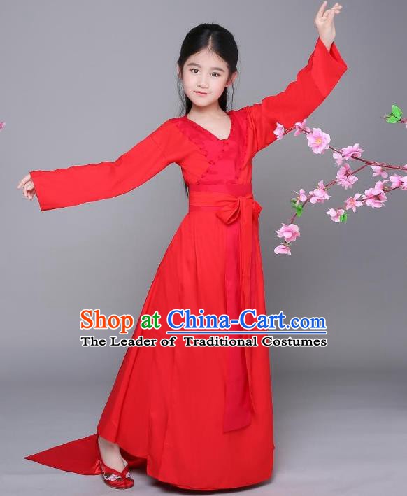 Traditional Chinese Ancient Fairy Hanfu Dress Clothing, China Tang Dynasty Palace Lady Costume for Kids