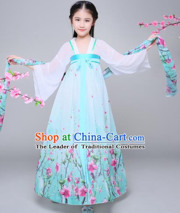 Traditional Chinese Tang Dynasty Children Costume, China Ancient Palace Lady Hanfu Dress Clothing for Kids