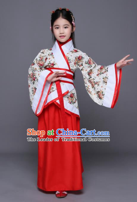 Traditional Chinese Ancient Palace Princess Costume, China Han Dynasty Palace Lady Hanfu Clothing for Kids