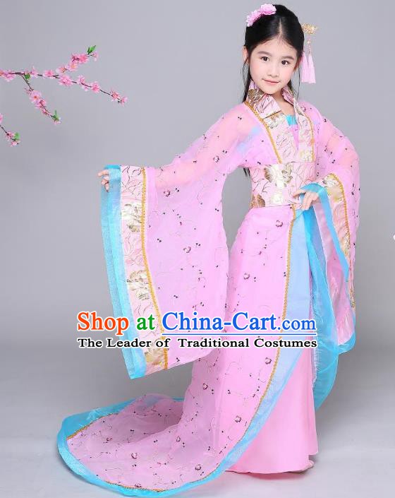 Traditional Chinese Tang Dynasty Imperial Concubine Costume, China Ancient Palace Lady Hanfu Clothing for Kids
