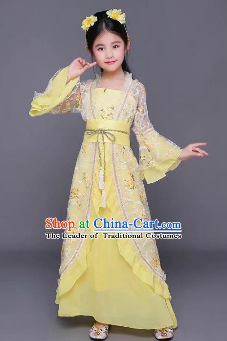 Traditional Chinese Tang Dynasty Palace Lady Costume, China Ancient Princess Hanfu Dress Clothing for Kids