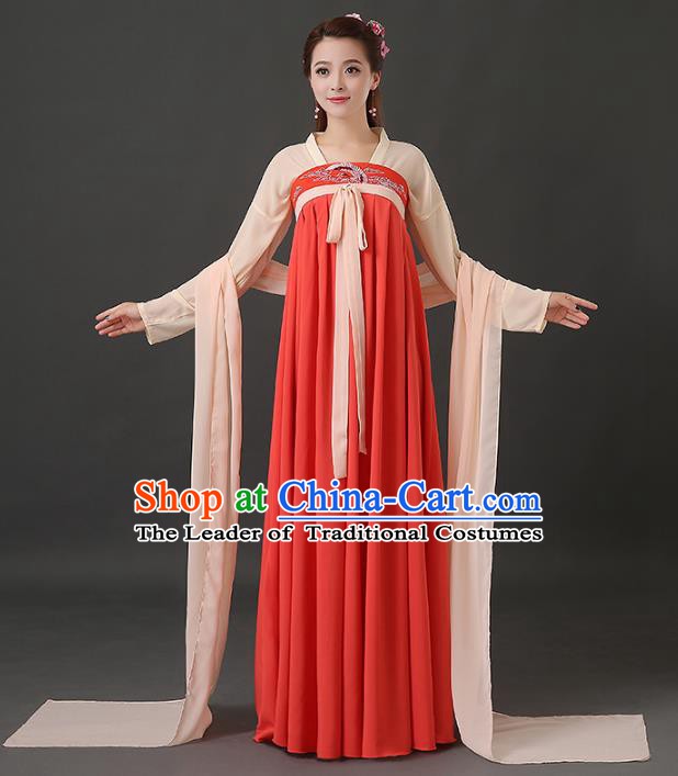 Traditional Chinese Tang Dynasty Palace Lady Embroidered Costume, China Ancient Princess Hanfu Dress Clothing for Women