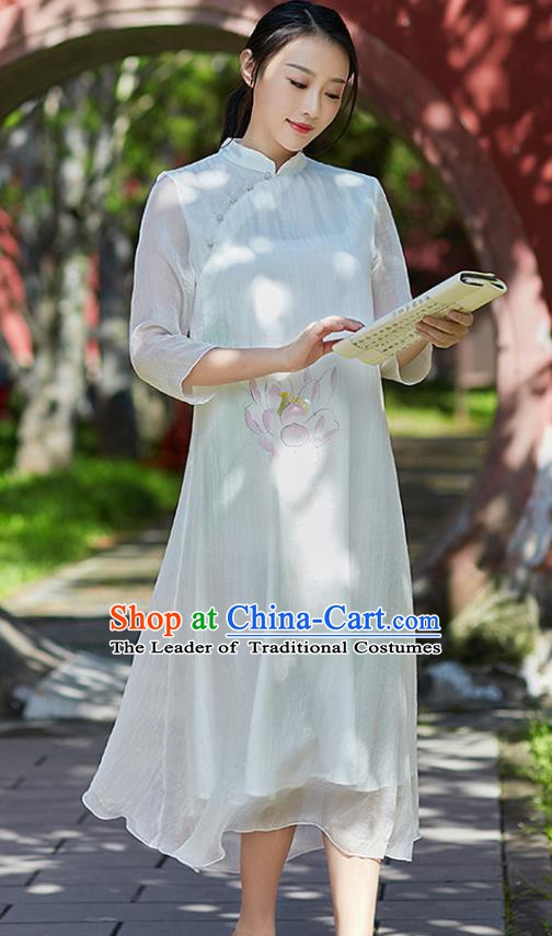Traditional Ancient Chinese Young Women Cheongsam Dress Republic of China Tangsuit Stand Collar Blouse Dress Tang Suit Clothing