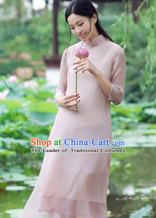 Traditional Ancient Chinese Young Women Cheongsam Dress Republic of China Tangsuit Stand Collar Blouse Dress Tang Suit Clothing