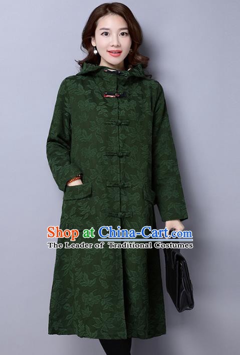 Traditional Chinese National Costume Hanfu Green Dust Coat, China Tang Suit Outer Garment Coat for Women