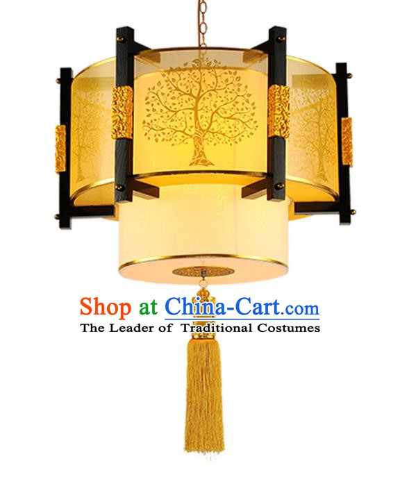 Traditional Chinese Handmade Wood Carving Sheepskin Lantern Classical Palace Lantern China Ceiling Palace Lamp