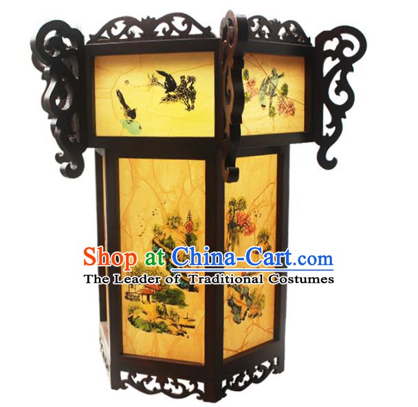 Traditional Chinese Handmade Sheepskin Ceiling Lantern Classical Hexagon Palace Lantern China Palace Lamp