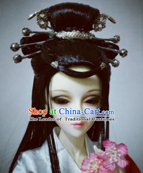 Traditional Handmade Chinese Ancient Princess Wig Sheath Fairy Wiggery for Women