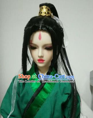 Traditional Handmade Chinese Ancient Royal Highness Wig Sheath Swordsman Wiggery for Men