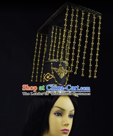 Traditional Handmade Chinese Ancient Tang Dynasty Emperor Tassel Hat Headwear for Men